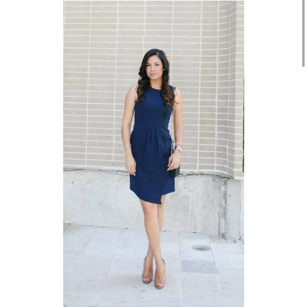 Anthropologie 4C 4.Collective Navy Blue Dress with Black Exposed Zipper Size 2